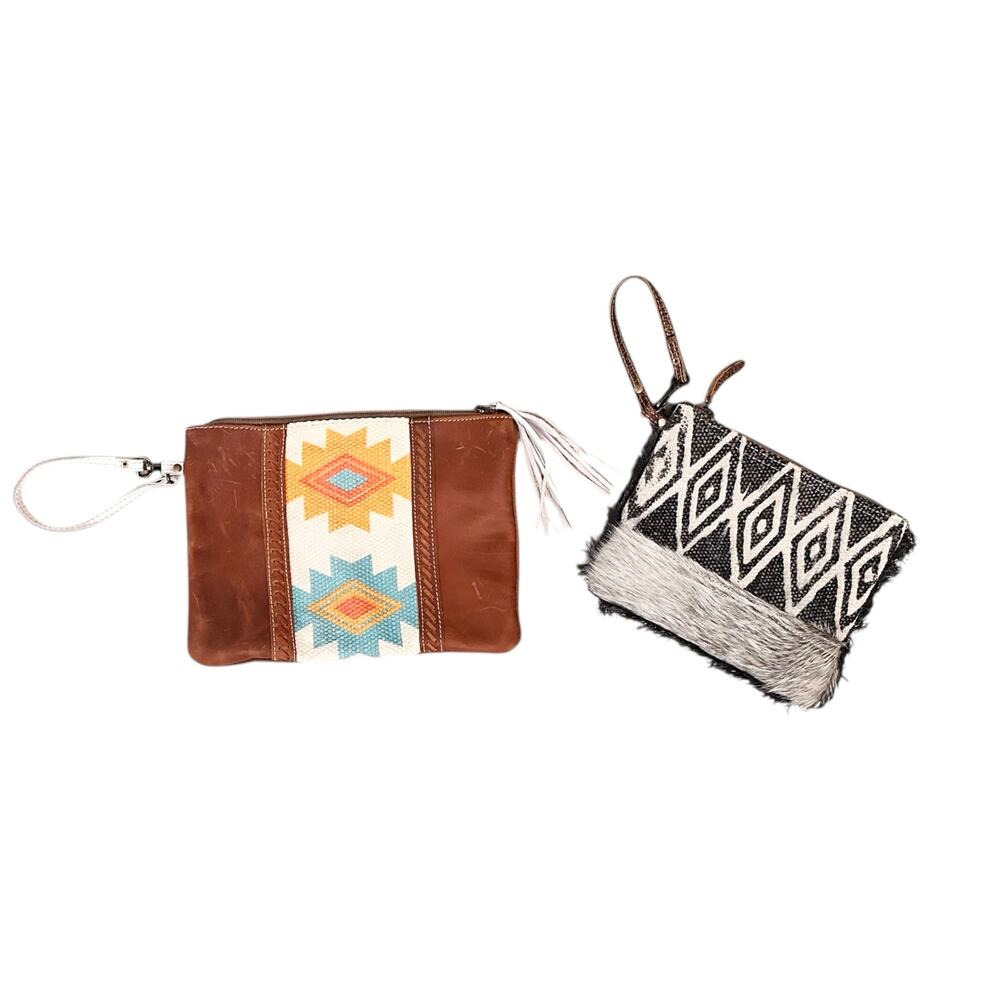 Myra Bag Set of 2 Clutch Pouch Wristlet Bags Southwest Geometric